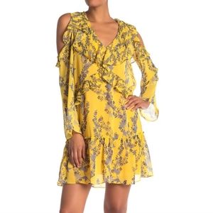 Bcbgmaxazria Cold Shoulder Sheer Floral  Dress/ XS.